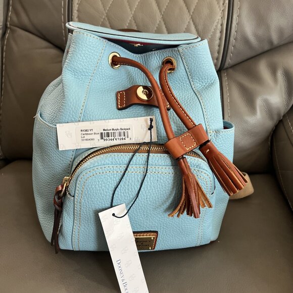 Dooney & Bourke Pebble Grain Sky Blue Murphy Backpack - Picture 6 of 10